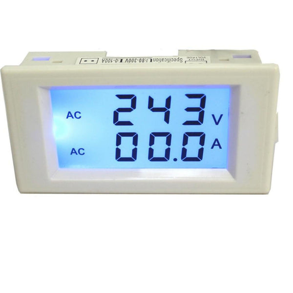 AC 80 300V 100A Digital LCD Ampere Voltage Meter A mmeter Voltmeter White
