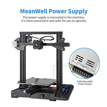 Creality Ender-3 V2 Upgraded 3D Printer with Silent Motherboard Meanwell Power Supply Carborundum Glass Platform and Resume Printing 220x220x250mm.