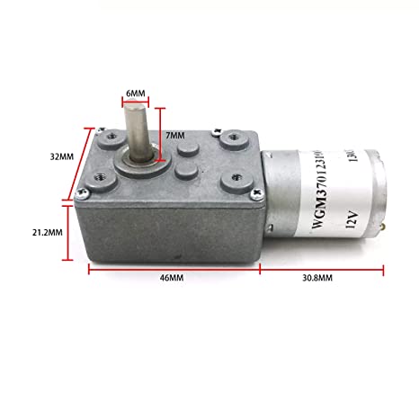 Worm Gear Box Reduction Motor 12V 85rpm 6 kg-cm Torque - WGM370128500-100K.