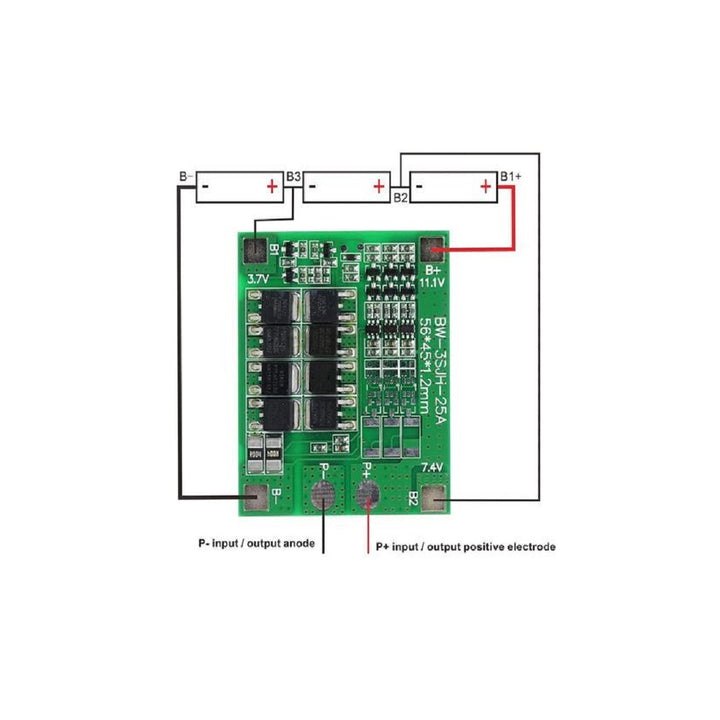 3 Series 12V18650 Lithium Battery Protection Plate 11.1V 12.6V with Balanced 25A Over Flow Charging and Discharge Protection Battery Management System BMS (3 pcs).