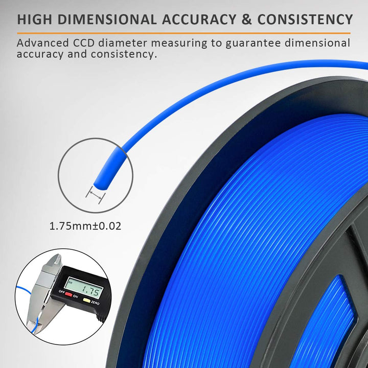 PLA Blue Filament 1.75mm for 3D Printer, Dimensional Accuracy +/- 0.03mm (Blue, 1 kg).