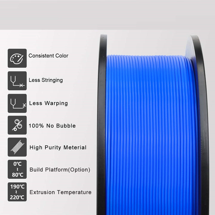 PLA Blue Filament 1.75mm for 3D Printer, Dimensional Accuracy +/- 0.03mm (Blue, 1 kg).