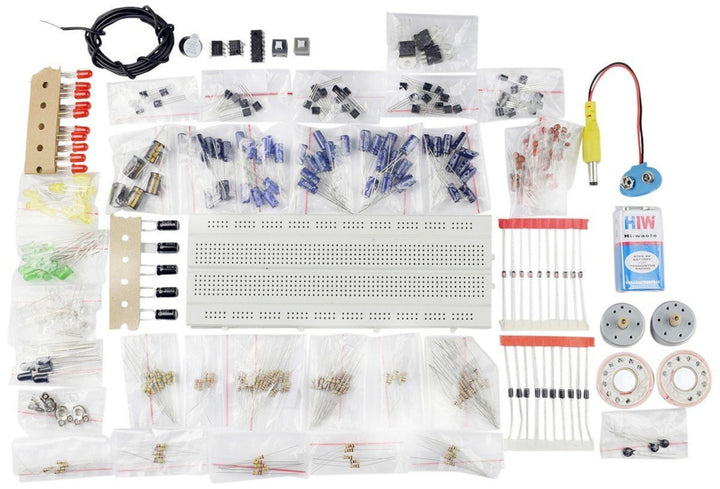 Electronic Components Project Kit or Breadboard, Capacitor, Resistor, LED, Switch