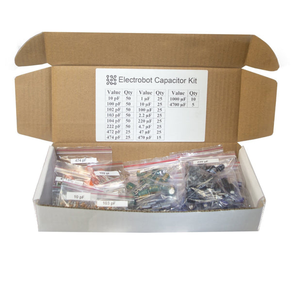 Labeled 18 Values Ultimate Capacitor Kit (Pack of 555)