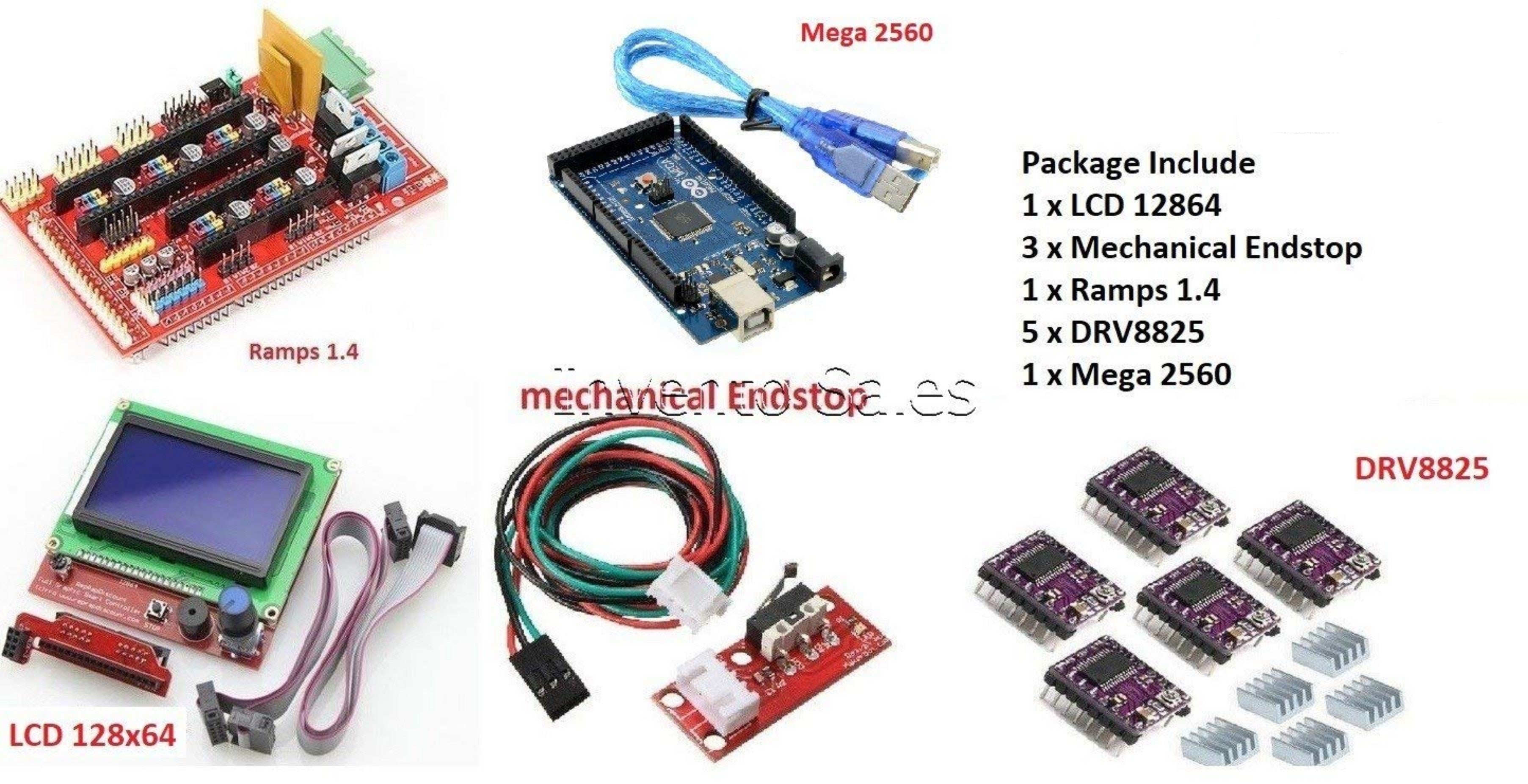 Arduino Mega Plus Ramps 3D Printer Kit Ramps 14 Plus 12864 LCD Plus Arduino Mega 2560 Plus ...