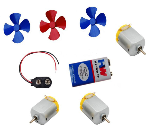 3 Pcs Mini Toy Motor + 3 pcs Fan blade for RC Car, toys,science projects DIY  (Multicolor)