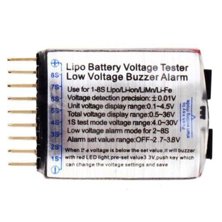 LIPO battery Voltage Tester and Low Voltage Buzzer alarm 1-8 Cell LED Display
