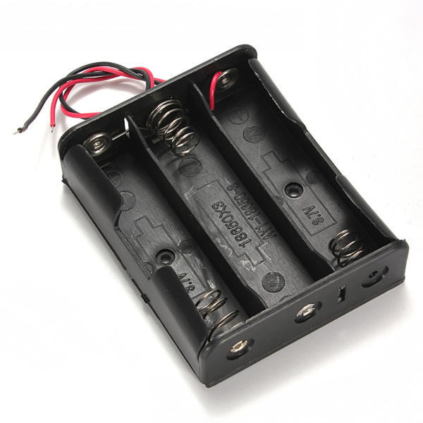 Black Plastic Storage Box Case Holder For Battery 3 x 18650 Cell Box, Without Cover.