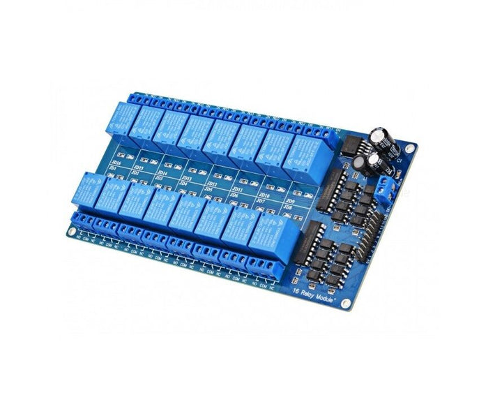 16-Channel 12V Relay Module Board W/ Power LM2576 / Optocoupler Protection - Blue