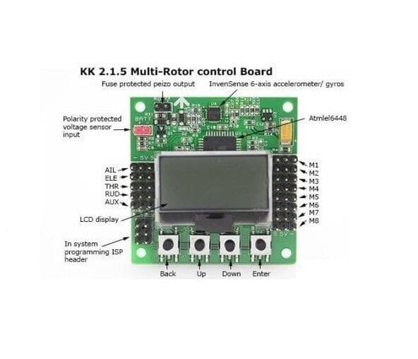 KK2.1.5 Multirotor LCD Flight Control Board With 6050MPU & Atmel 644PA