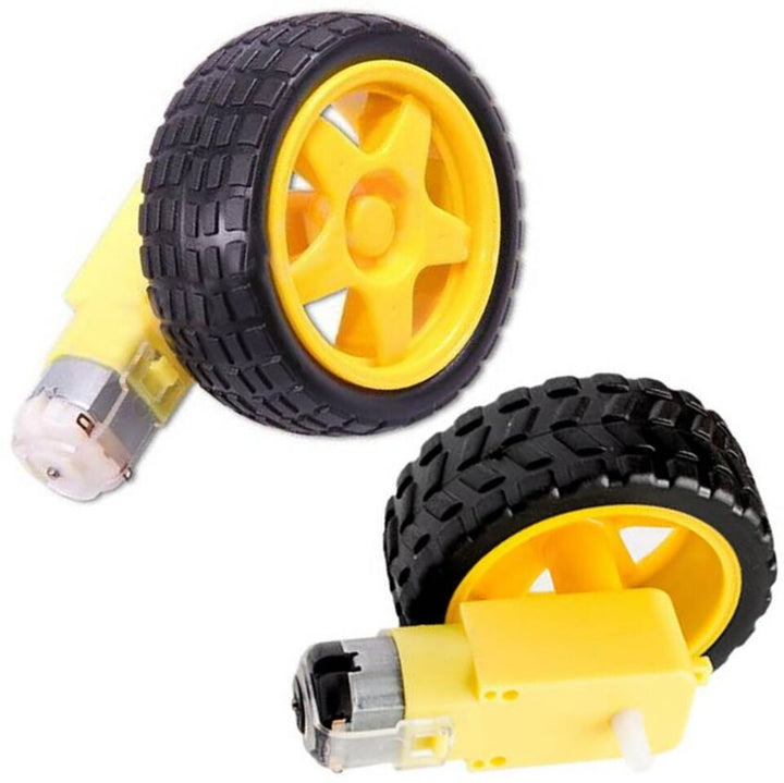 2 Set Smart Car Robot Chassis Kit With Plastic Tire Wheel With Deceleration DC 3-6V Drive Gear Motor For Arduino.